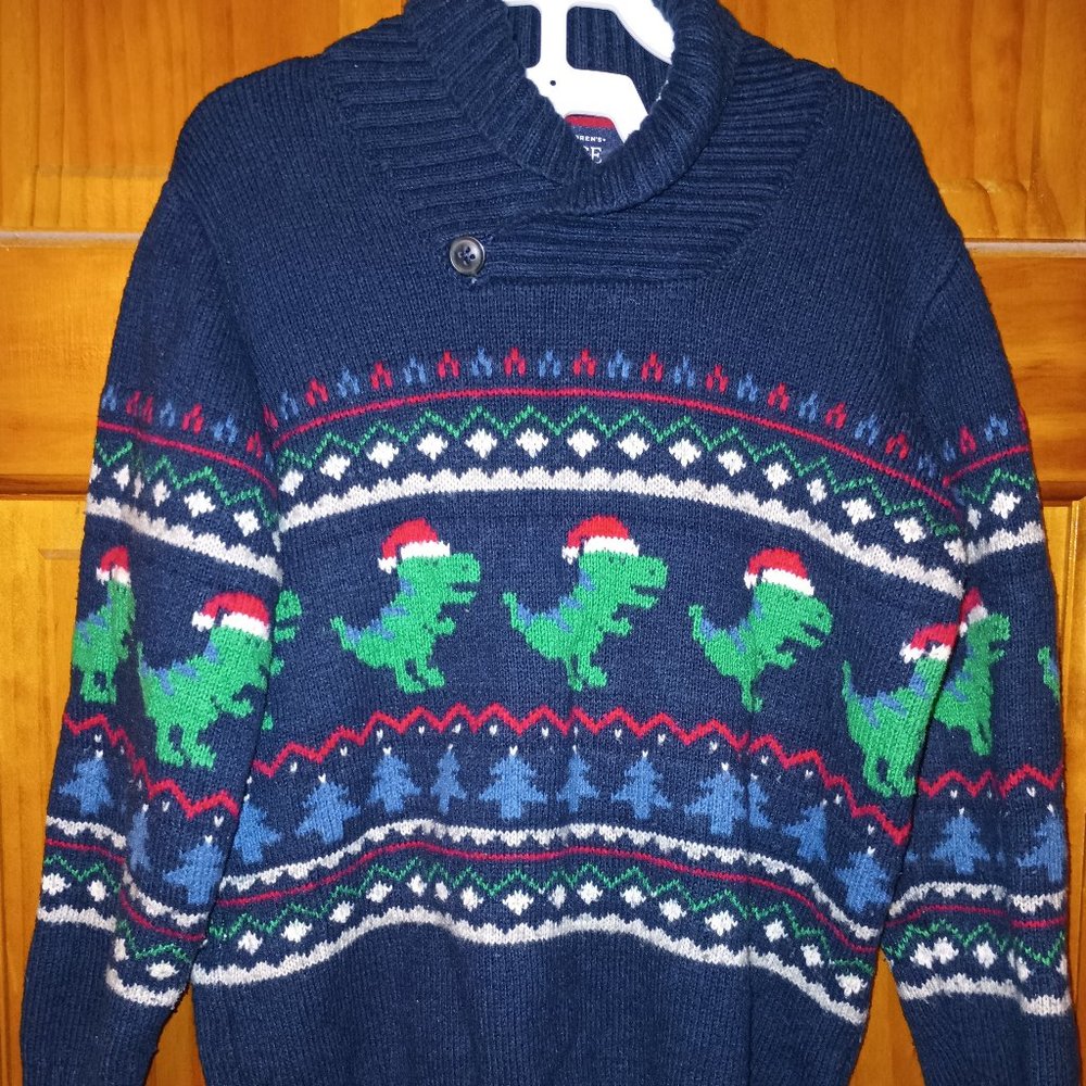 Christmas Dino Sweater-Boys 7/8